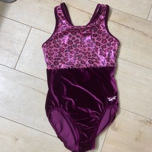 AL Pink cheetah gymnastics leotard